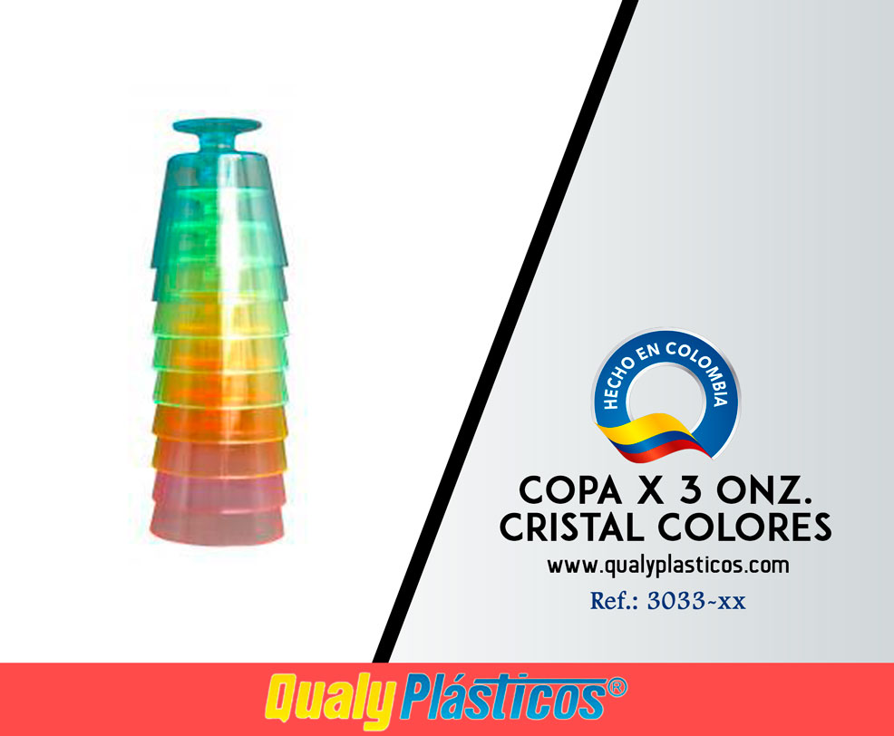 QualyPlásticos - Copa x 3 Onz. Cristal Colores